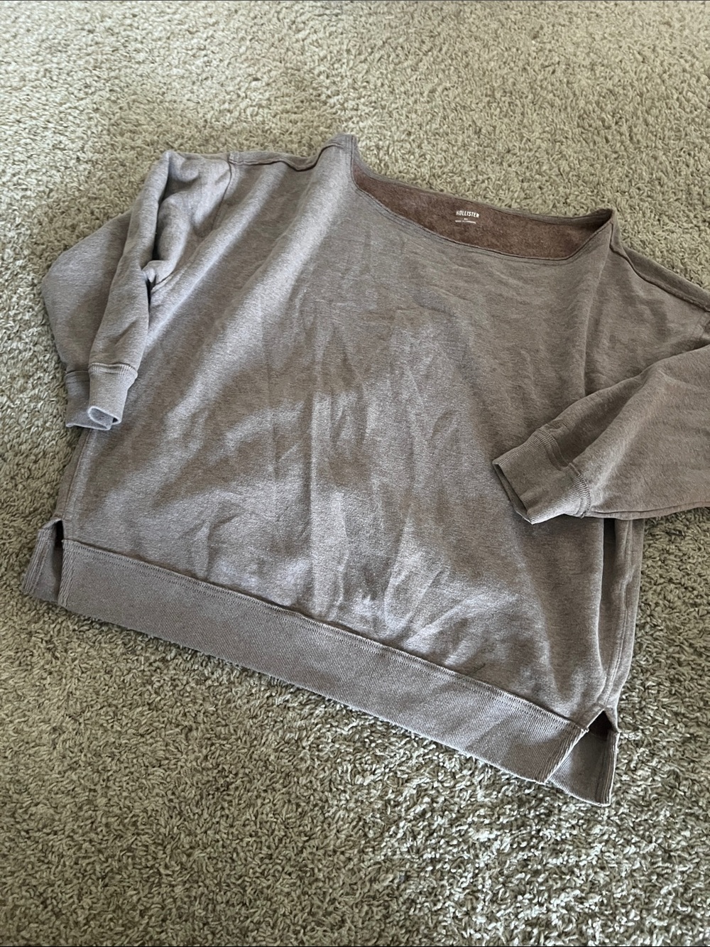 Hollister Taupe off shoulder sweatshirt
